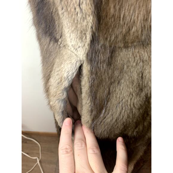 Vintage muskrat fox fur jacket coat size 6 small medium leather 90's - Picture 9 of 15
